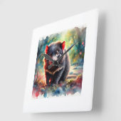 Tasmanian Devil 240824AREF116 - Watercolor スクエア壁時計 (傾斜)
