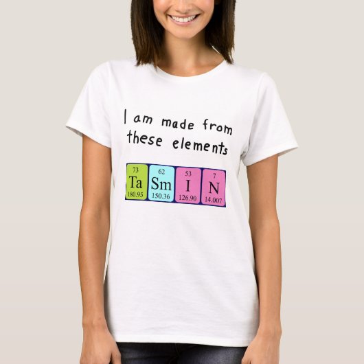 Tasmin定期テーブル名のシャツ Tシャツ (正面)