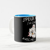 Tasseユーモアj'peux pas j'ai catlins avec mes chat ツートーンマグカップ (正面左)