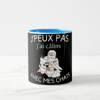 Tasseユーモアj'peux pas j'ai catlins avec mes chat ツートーンマグカップ