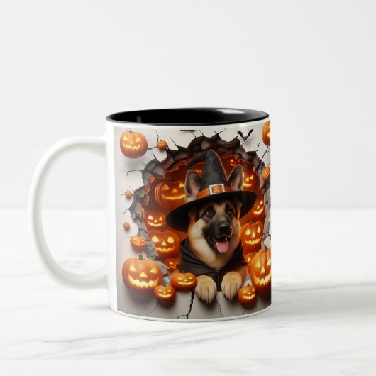 Tasse 2 Couleurs 3D Halloween Dog Breeds Halloween ツートーンマグカップ (左)