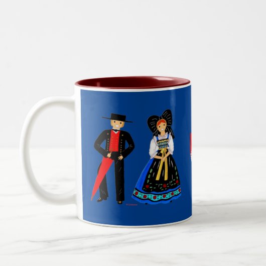 Tasse 2 Couleurs Costume traditionnel d'Alsace, Fr ツートーンマグカップ (左)