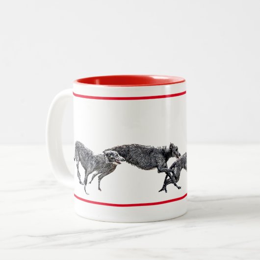 Tasse 2 Couleurs, Course de scottish deerhounds ツートーンマグカップ (正面左)