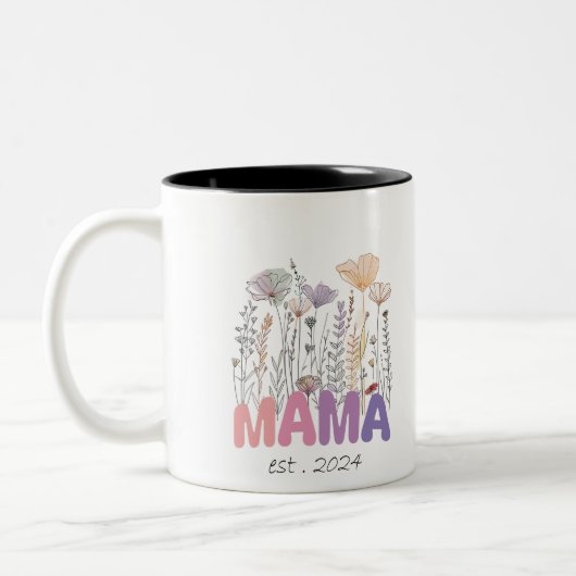 Tasse 2 Couleurs Mama Est 2024 Mothers Day ツートーンマグカップ (左)