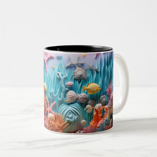 Tasse 2 Couleurs Under the sea Mug, Ocean Vibes Dr ツートーンマグカップ (正面右)