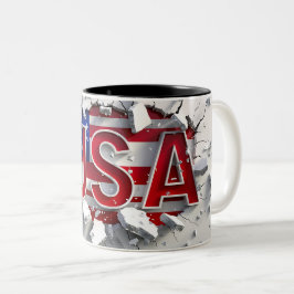 Tasse 2 Couleurs USA Mug, 4th of July Mug, Indepen ツートーンマグカップ