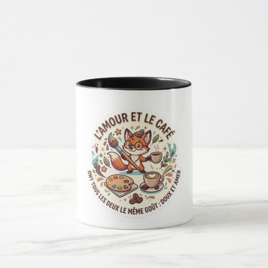 Tasse à Café avec Citation : « L’amour et le café マグカップ (中央)