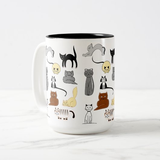 Tasse avec chats ツートーンマグカップ (正面左)