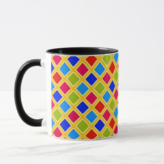 Tasse avec des losanges multicolores マグカップ (左)