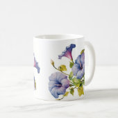 Tasse blanche fleurs gloires du matin mauve コーヒーマグカップ (正面右)