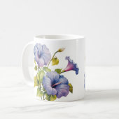 Tasse blanche fleurs gloires du matin mauve コーヒーマグカップ (正面左)