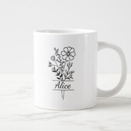 Tasse Bouquet de Fleurs personnalisée prénom ジャンボコーヒーマグカップ