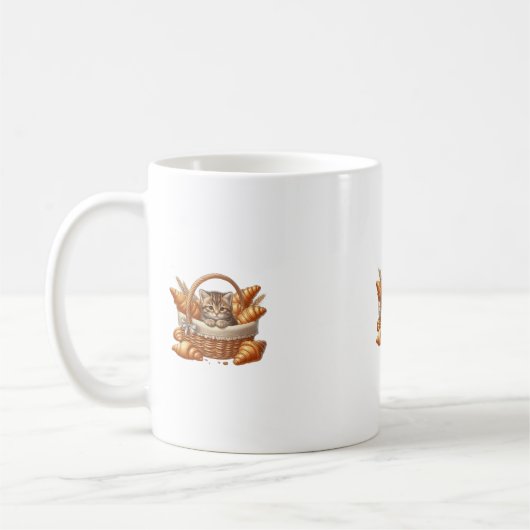 tasse chaton et croissants コーヒーマグカップ (左)