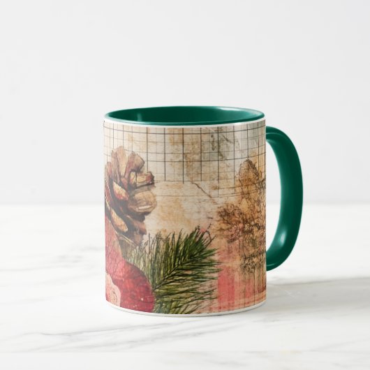 Tasse Christmas Collage Junk Journal Var06 マグカップ (正面右)