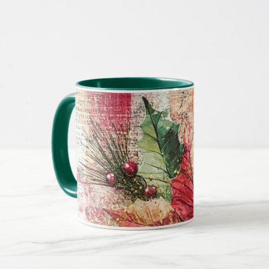 Tasse Christmas Collage Junk Journal Var11 マグカップ (正面左)