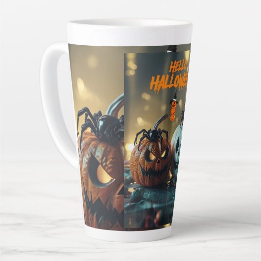 Tasse de Citrouille Hello Halloween! カフェラテマグ (左アングル)