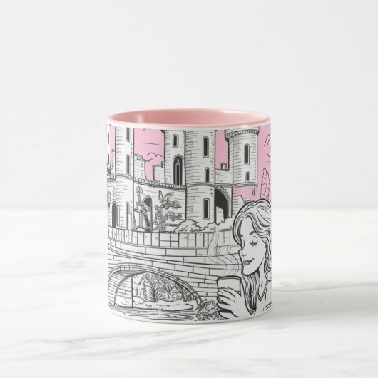 tasse de fille avec fleurs マグカップ (中央)