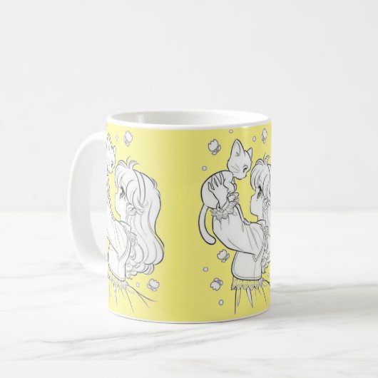 Tasse de fille et chat コーヒーマグカップ (正面左)