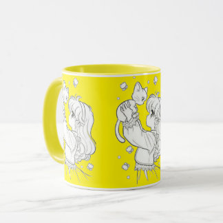 Tasse de fille et chat マグカップ