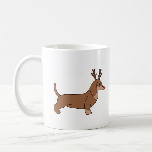 Tasse de Noël avec Teckel au Nez Rouge et Bois コーヒーマグカップ (左)