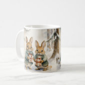 Tasse de Noël illustrée de jolis lapins コーヒーマグカップ (正面左)