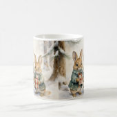 Tasse de Noël illustrée de jolis lapins コーヒーマグカップ (中央)