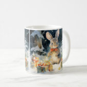 Tasse de Noël illustrée de jolis lapins コーヒーマグカップ (正面右)