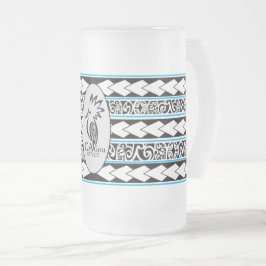 Tasse en verre glacé. Tribal Ethnic/Bleu ciel フロストグラスビールジョッキ