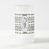 Tasse en verre glacé. Tribal Ethnic/Jaune フロストグラスビールジョッキ (中央)