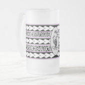 Tasse en verre glacé. Tribal Ethnic/Lavande フロストグラスビールジョッキ (正面左)