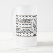 Tasse en verre glacé. Tribal Ethnic/Marron フロストグラスビールジョッキ (正面左)