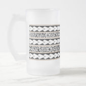 Tasse en verre glacé. Tribal Ethnic/Marron フロストグラスビールジョッキ (左)