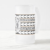 Tasse en verre glacé. Tribal Ethnic/Orange フロストグラスビールジョッキ (正面右)