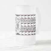Tasse en verre glacé. Tribal Ethnic/Rose フロストグラスビールジョッキ (正面右)