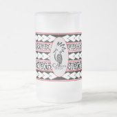 Tasse en verre glacé. Tribal Ethnic/ Rouge フロストグラスビールジョッキ (中央)
