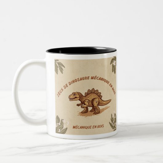 Tasse Enfant avec Adorable Dessin de Dinosaure ツートーンマグカップ (左)