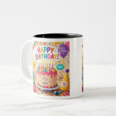 Tasse Enfant avec Adorable Dessin de Dinosaure ツートーンマグカップ (正面左)
