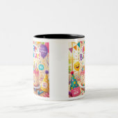 Tasse Enfant avec Adorable Dessin de Dinosaure ツートーンマグカップ (中央)