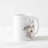 Tasse fille enfumée blanche minimal コーヒーマグカップ (正面右)
