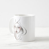 Tasse fille enfumée blanche minimal コーヒーマグカップ (正面左)