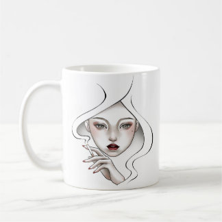 Tasse fille enfumée blanche minimal コーヒーマグカップ