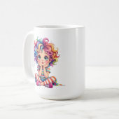 Tasse Fillette espiègle aux cheveux multic コーヒーマグカップ (正面左)