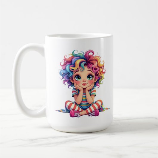 Tasse Fillette espiègle aux cheveux multic コーヒーマグカップ (左)