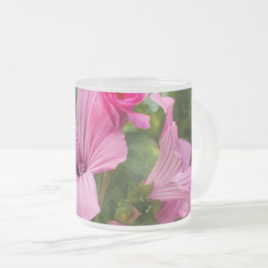 tasse fleur rose フロストグラスマグカップ (正面右)