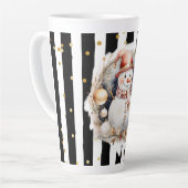 Tasse Latte Groß Snowman and Stripes Var02 カフェラテマグ (左アングル)