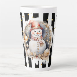 Tasse Latte Groß Snowman and Stripes Var02 カフェラテマグ