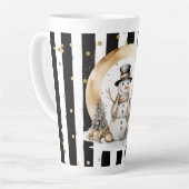 Tasse Latte Groß Snowman and Stripes Var03 カフェラテマグ (左アングル)