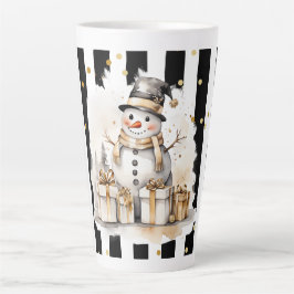 Tasse Latte Groß Snowman and Stripes Var04 カフェラテマグ