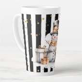 Tasse Latte Groß Snowman and Stripes Var05 カフェラテマグ (左アングル)
