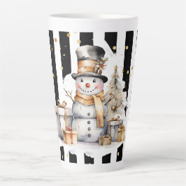 Tasse Latte Groß Snowman and Stripes Var05 カフェラテマグ